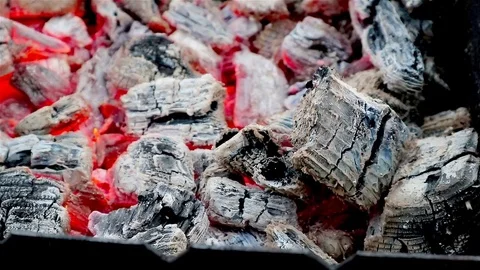 Hot coals in the grill. Stock Footage 77459177