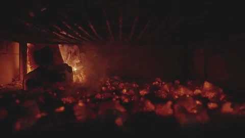 Hot Coals in the Grill Stock Footage 231358414