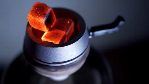 Hot coals on the hookah bowl Stock Footage 101783574