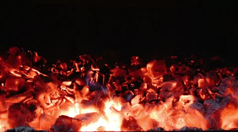 Hot Coals inside of Fireplace. HD 스톡 동영상 24854089
