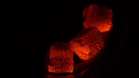 Hot coals on the stove Stock Footage 106596099