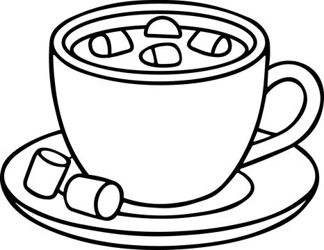 Hot cocoa cup with marshmallows and saucer Stock Illustration