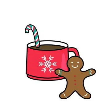 Hot cocoa drink with biscuit Stock Illustration