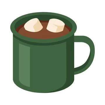 Hot cocoa served in camping mug for winter travel content Stock Illustration
