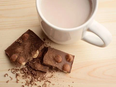 Hot cocoa in white cup Stock Photos