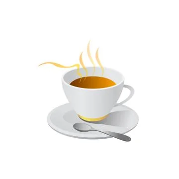 Hot coffe illustration vector isolated on white background Illustrazione stock