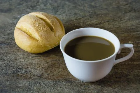 Hot coffee and bread 스톡 사진