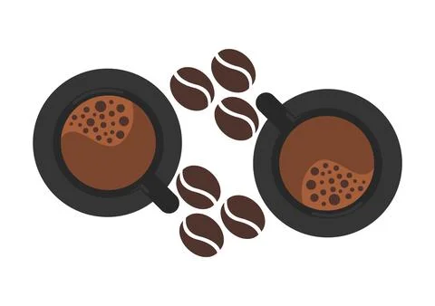 Hot coffee background with coffee beans Stock Illustration