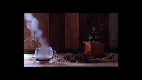 Hot coffee with bread  01 Stock Footage 328436999