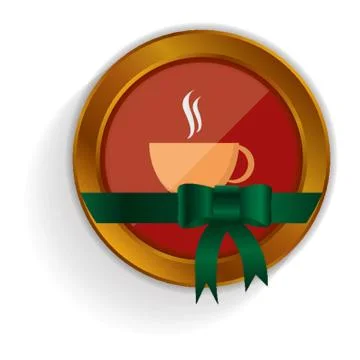 Hot Coffee Button Stock Illustration