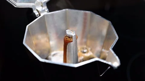 Hot Coffee coming out of a greca chamber Stock Footage 138334786