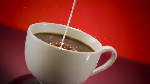 Hot Coffee with Creamer Stock Footage 63624463