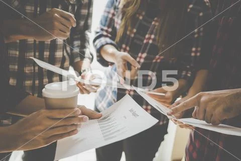 Hot Coffee cup in a business start up meeting Stock Photos