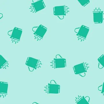 Hot coffee cup glyph vector seamless pattern Stock Illustration