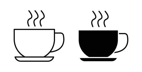 Hot coffee cup icon in black and white. vector icon pack for websites Stock Illustration