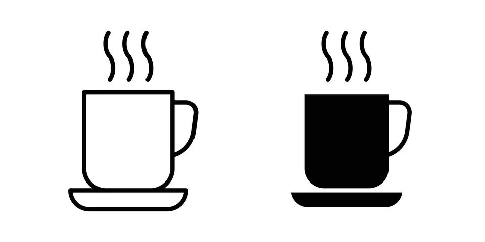 Hot coffee cup icon design. Illustration icons in linear and clipart pack Stock Illustration