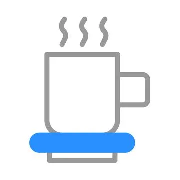 Hot Coffee Cup Icon. Simple Coffee Mug with Saucer. Illustrazione stock