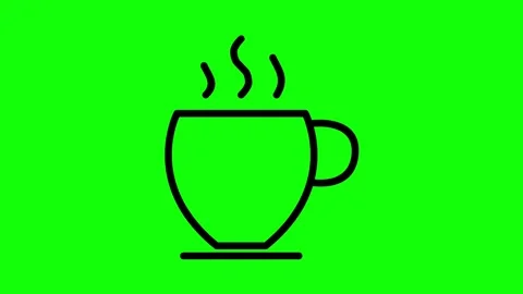 Hot coffee cup icon with steam animation on green screen background for editing Stock Footage 330397541
