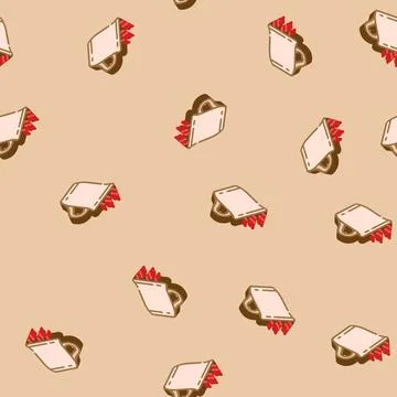 Hot coffee cup isometric icon seamless pattern Stock Illustration
