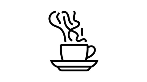 Hot coffee cup line icon animation Stock Footage 326133074