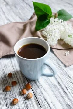 Hot coffee in a cup Stock Photos