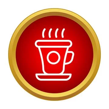 Hot coffee cup red button ui element Stock Illustration