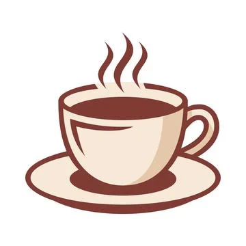 Hot Coffee Cup with Saucer Simple Vector Illustration Stock Illustration
