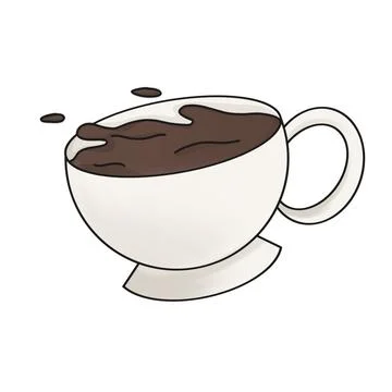 Hot Coffee Cup With Steam On White Background Stock Illustration