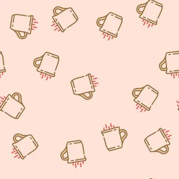 Hot coffee cup vector seamless pattern Stock Illustration