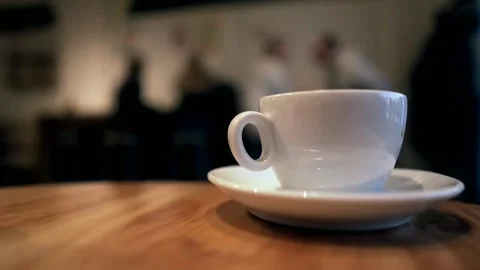 Hot coffee cups on the table  Stock Footage 151663164