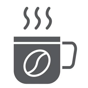 Hot coffee glyph icon, coffee and drink, coffe mug sign, vector graphics, a Illustrazione stock
