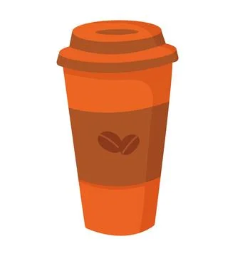 Hot coffee to go cup with brown sleeve and bean symbol for takeaway drink d.. Stock Illustration