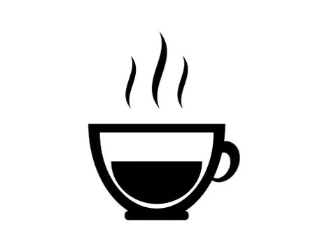 Hot coffee icon vector or Illustration or logo isolate on white background. Stock Illustration