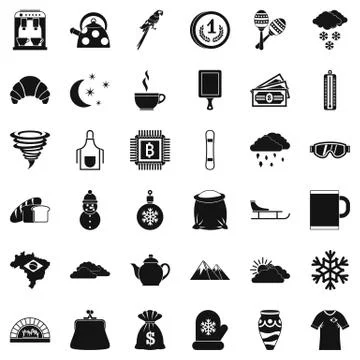 Hot coffee icons set, simple style 스톡 일러스트