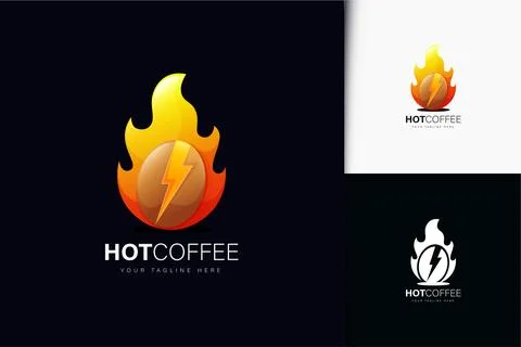Hot coffee logo design with gradient Stock Illustration
