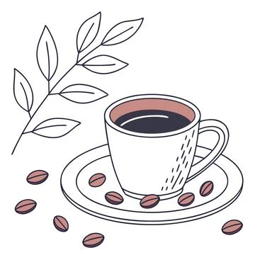 Hot Coffee Mug Beverage Flat Illustration Stock Illustration