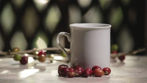 Hot coffee in a mug Stock Footage 130651815