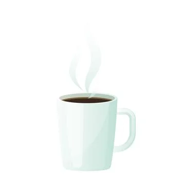 Hot coffee mug with steam flat cartoon illustration Stock Illustration