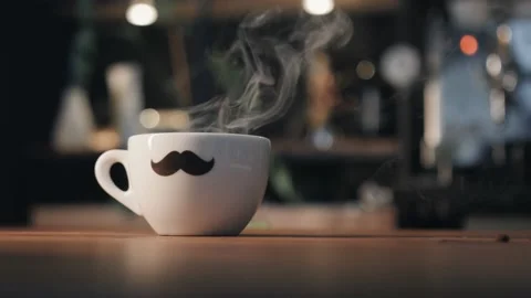 Hot Coffee Mug on Table Stock Footage 132720897