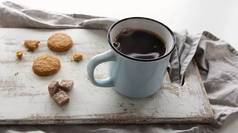 Hot coffee pouring into cup Stock Footage 136067281