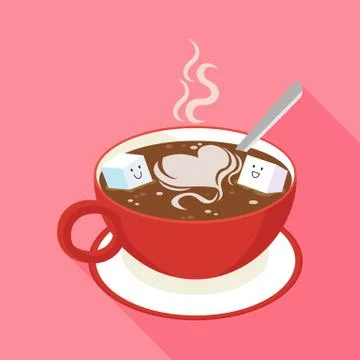 Hot coffee in red cup Stock Illustration