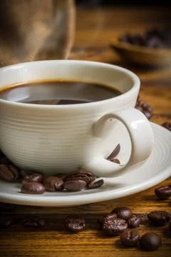 Hot Coffee on Table Stock Photos