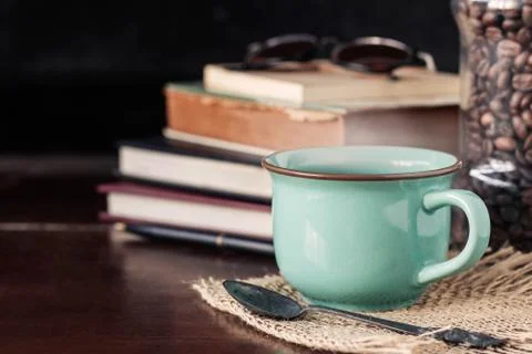 Hot coffee on the table. Stock Photos