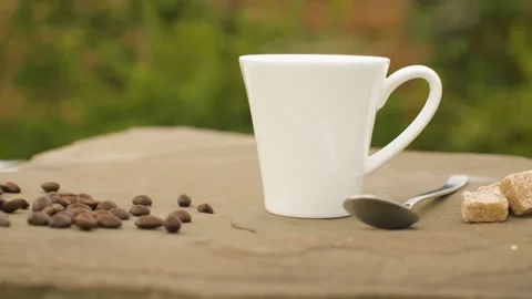 Hot coffee in white cup Stock Footage 141601783