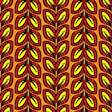 Hot colored leaves seamless vector striped pattern Stock Illustration