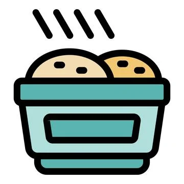 Hot cookies cooling down in container, freshly baked cookies releasing heat イラスト素材