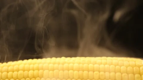 Hot corn and steam emanating from it Stock Footage 43851155