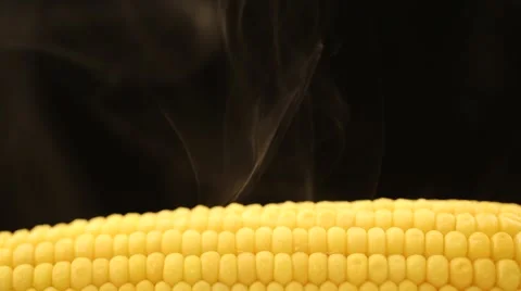 Hot corn and steam emanating from it Stock Footage 43851413