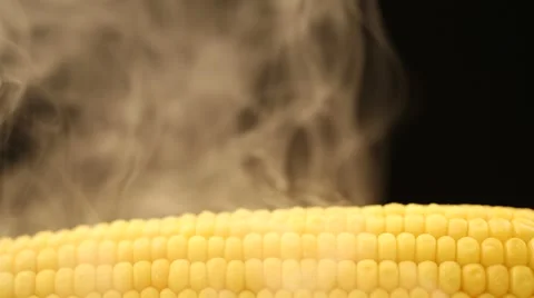 Hot corn and steam emanating from it Stock Footage 43851513