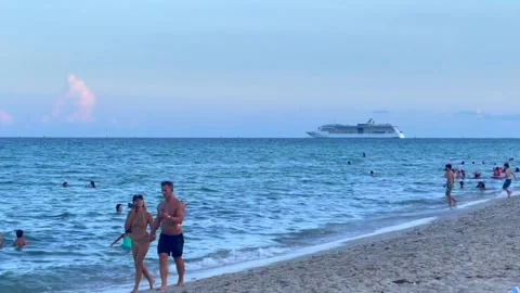 Hot couple on the beach in miami Stock Footage 158418062